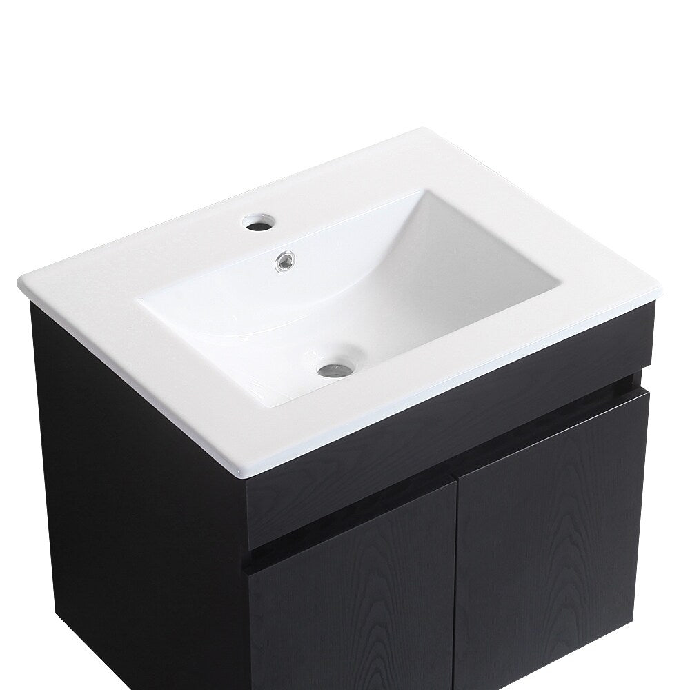 500 Perla Wall Hung Black Bathroom Cabinet Incl Basin